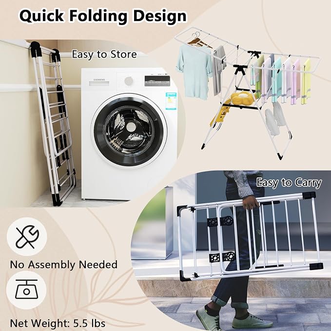 Tangkula Clothes Drying Rack, Collapsible Laundry Rack - Image 7