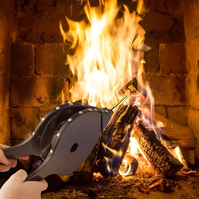 Oak Leaf Fire Bellows, 15.5" x 7" Fireplace Bellows Wood Air Blower - Image 2