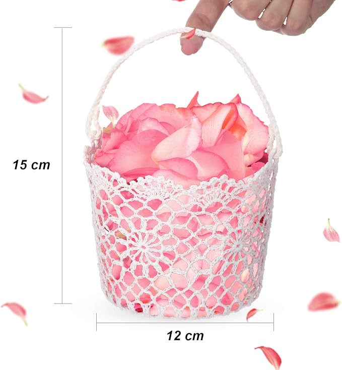 WILLBOND 8 Pcs White Flower Girl Basket - Image 2