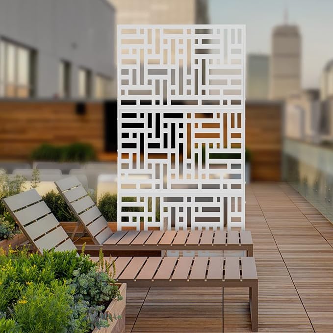 Privacy Screen, 35.4" W x 74.4" H Metal Outdoor Decorative Privacy Screen - Image 6