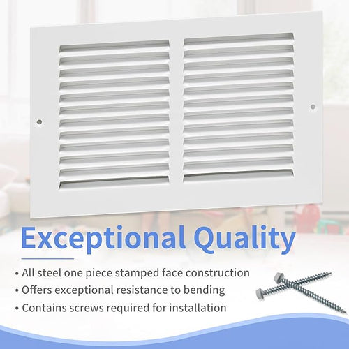 10"W x 6"H Steel Return Air Grille, Air Return Vent Cover - Image 2