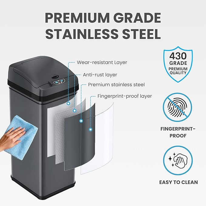iTouchless 50 Liter / 13 Gallon Kitchen Trash Can - Image 5
