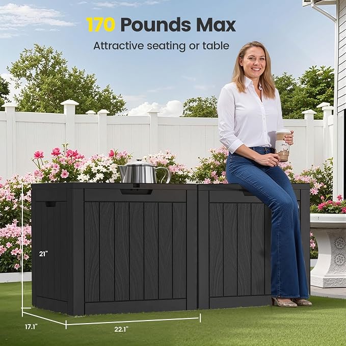 Zapdos Outdoor Storage Box, 31 Gallon Deck Box Indoor and Outdoor Use, - Image 2