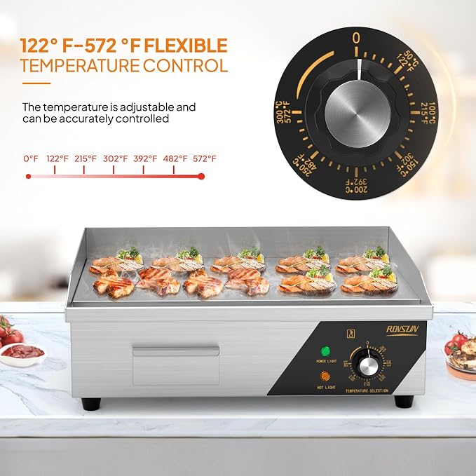 ROVSUN 22" Electric Countertop Flat Top Griddle, 1600W Electric Griddle - Image 2