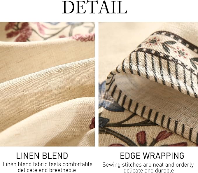 ISAENNE Designer Linen Light Beige Small Square Tablecloth, French Colorful - Image 6