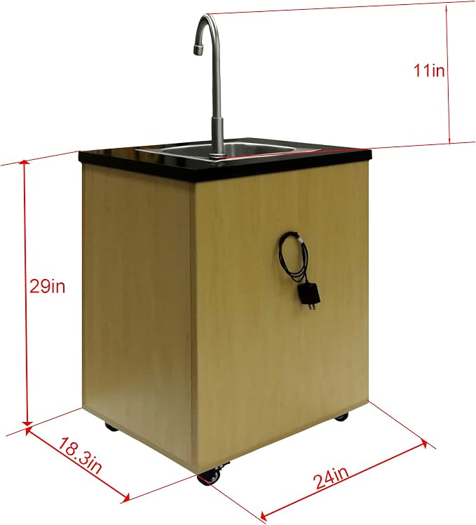 FixtureDisplays® Portable Sink Self Contained Hand Wash Station Mobile Sink - Image 2