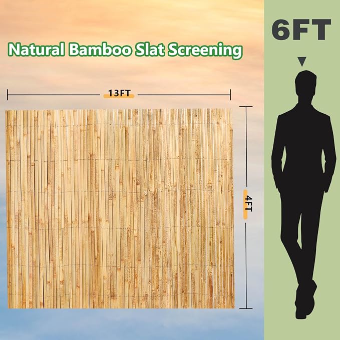 4ft x 13ft Natural Bamboo Slat Screening Roll, Outside Bamboo Privacy Fencing - Image 2