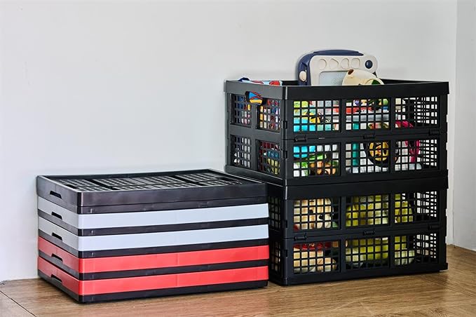 3-Pack Plastic Collapsible Storage Crates-30L, Foldable Plastic Crates - Image 7