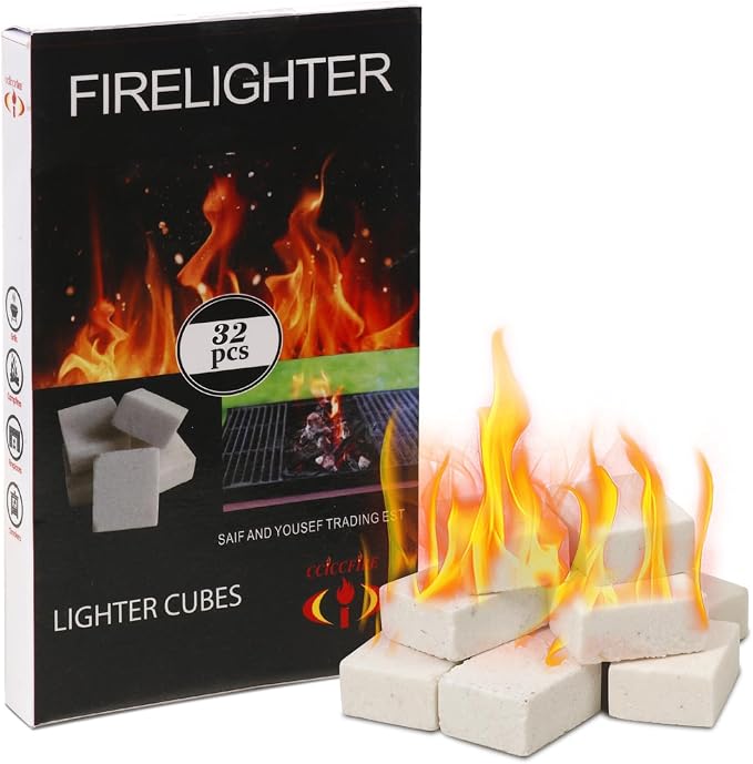 HGD Natural Fire Starters for Outdoor: 32 Cubes Fire Starter Campfire Fireplace by HGD
