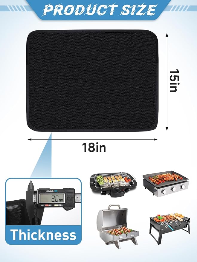 15 x 18in Fireproof Grill Mat for Outdoor Grill - 2mm Thickened Heat Resistant - Image 6