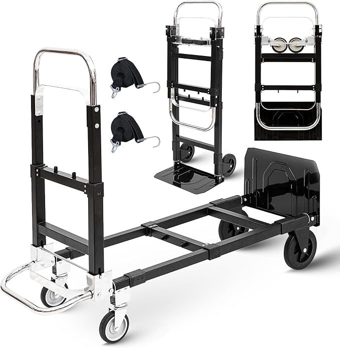 Upgraded 3 in 1 Folding Hand Truck, 600lbs Capacity, Heavy Duty Convertible by ZROECWT