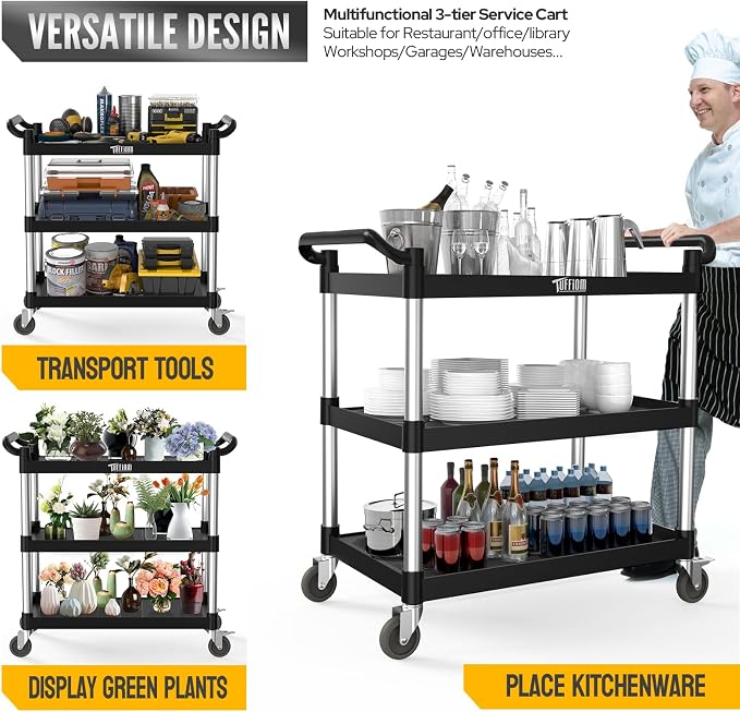TUFFIOM Plastic Service Utility Cart - Image 4