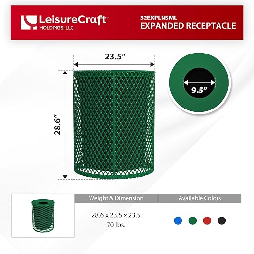 Leisure Craft Heavy-Duty 32 Gallon Receptacle, Liner Included, Made - Image 6
