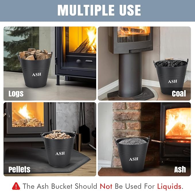 Ash Bucket with Lid, and Broom - Image 5