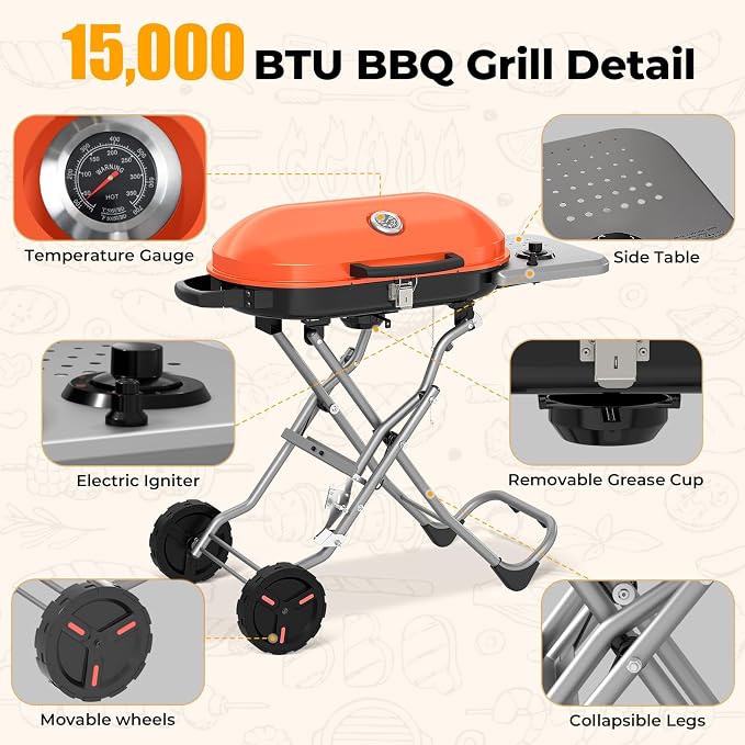 RoadTrip Portable Propane Gas Grill, 000 BTU BBQ Grill - Image 2