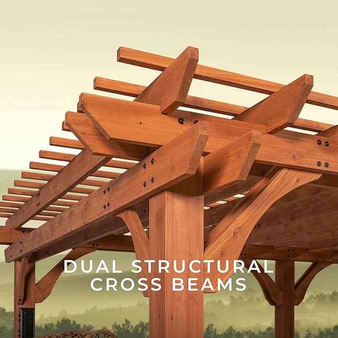 Backyard Discovery Beaumont 24' x 12' Traditional Cedar Wood Pergola Kit - Image 7