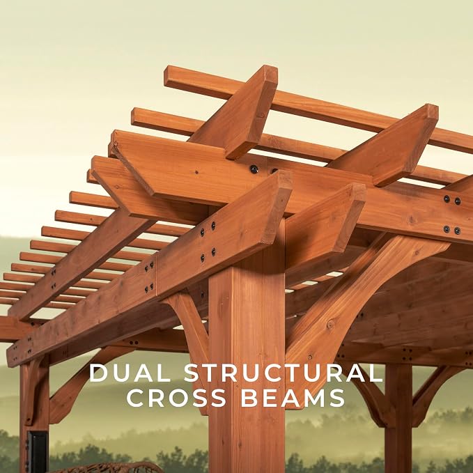 Backyard Discovery Beaumont 12' x 12' Traditional Cedar Wood Pergola Kit - Image 6