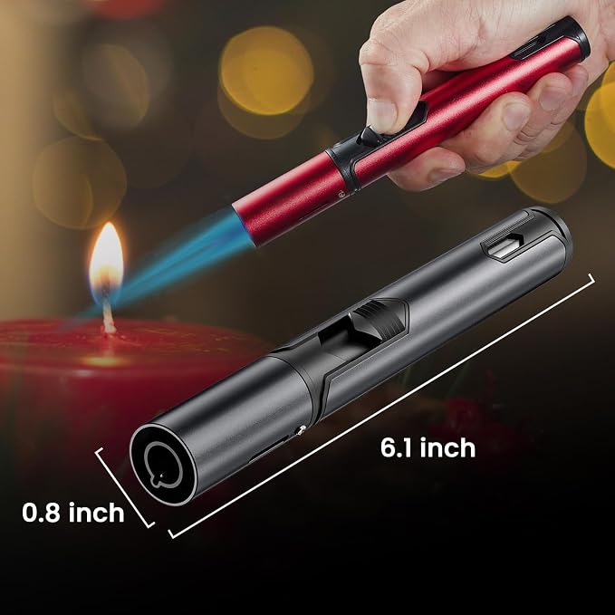 Urgrette 4 Pack Butane Torch Lighters, 6-inch Refillable Pen Lighter Adjustable - Image 3