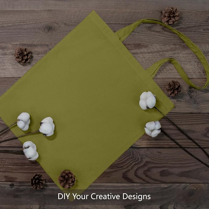 TOPDesign 12-Pack Economical 16"x15" Olive Green Cotton Tote Bags, Lightweight - Image 4