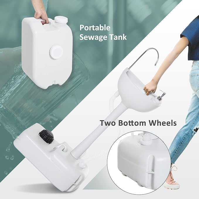 kleankin Portable Camping Sink, Handwashing Station Basin - Image 6