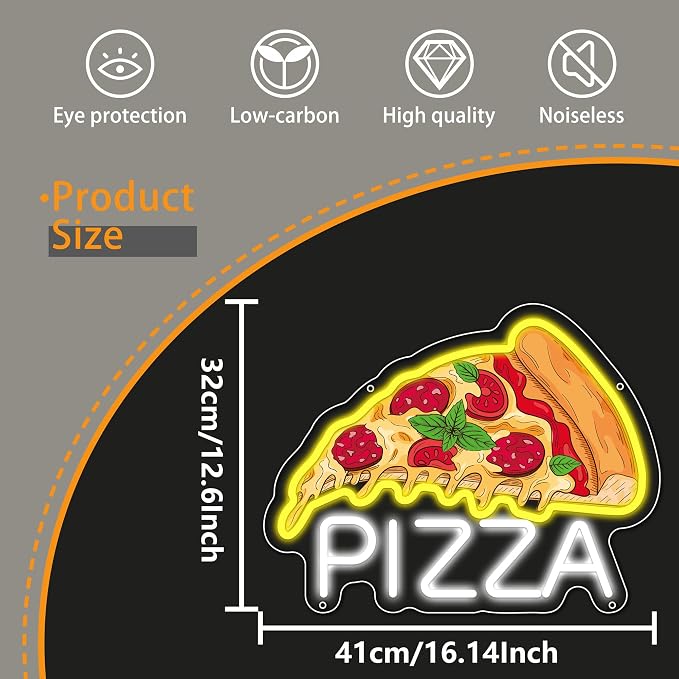 Pizza Neon Sign for Wall Decor, Dimmable Pizza Led Signs, USB Powered Neon - Image 4