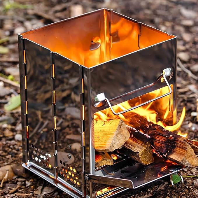 REDCAMP Wood Burning Folding Camp Stove Stainless Steel Grid, Portable - Image 4