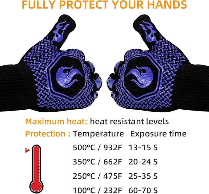 BBQ Fireproof Gloves, Grill Cut-Resistant 1472°F Heat Resistant Gloves - Image 7