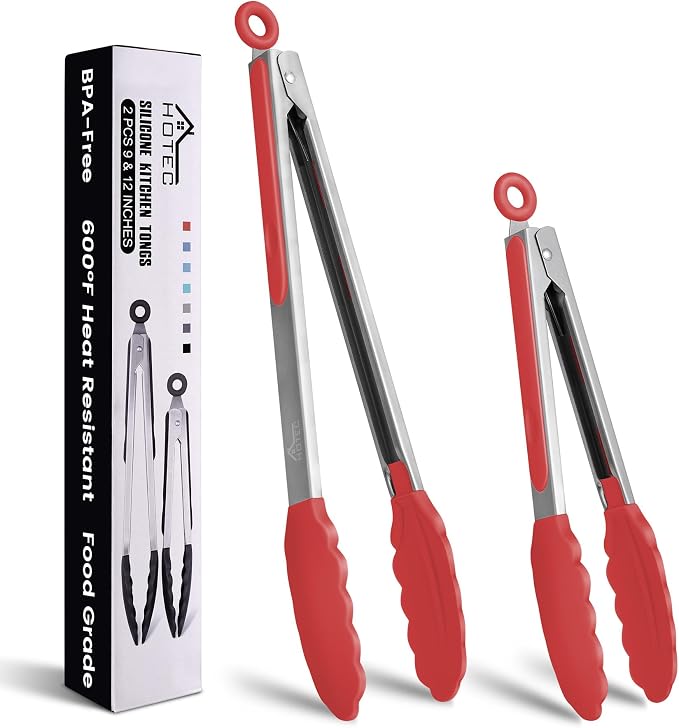 HOTEC Premium Stainless Steel Locking Kitchen Tongs by Hotec