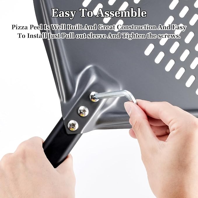 12 Inch + 7 Inch Perforated Pizza Peel Set, Turning Peel - Image 5