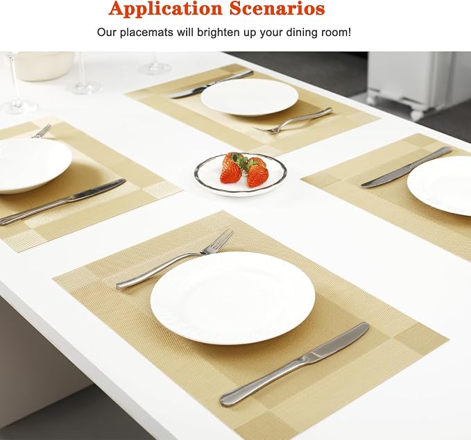 Placemats Set of 4, Heat and Stain Resistant Indoor/Outdoor Place mats - Image 2