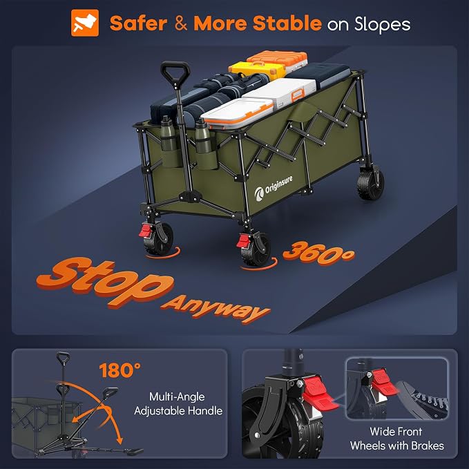 220L Collapsible Wagon Cart Foldable, Utility Carts - Image 9