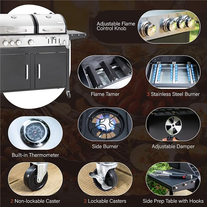 Sophia & William Charcoal and Propane Gas Grill Combo - Image 7