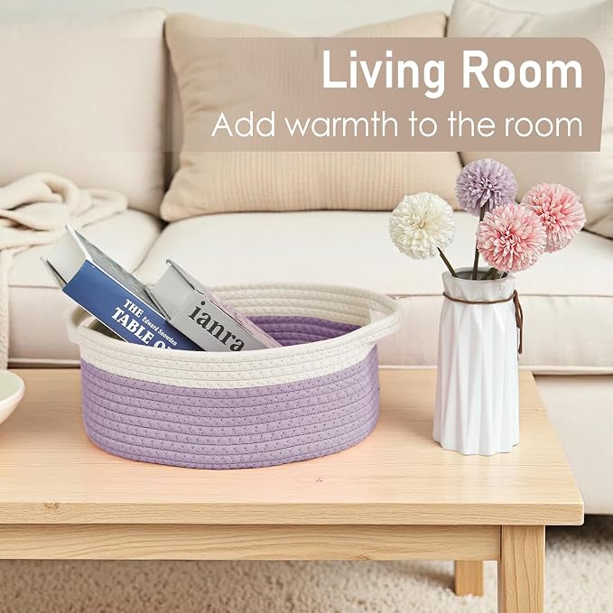 Woven Basket, Small Rope Storage Bin - Image 7