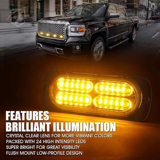 Xprite Amber 24 LED Surface Mount Strobe Lights Kit - Image 2