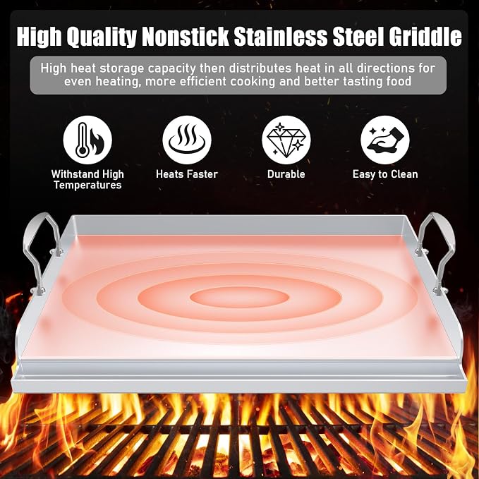 Universal Stainless Steel Cooking Griddle, Nonstick Flat Top Plate Insert - Image 6