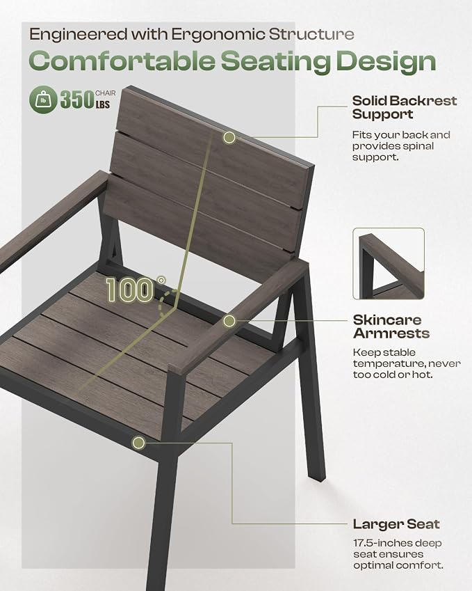 Patio Table and Chairs Set, 5 Piece Outdoor Dining Set - Image 5