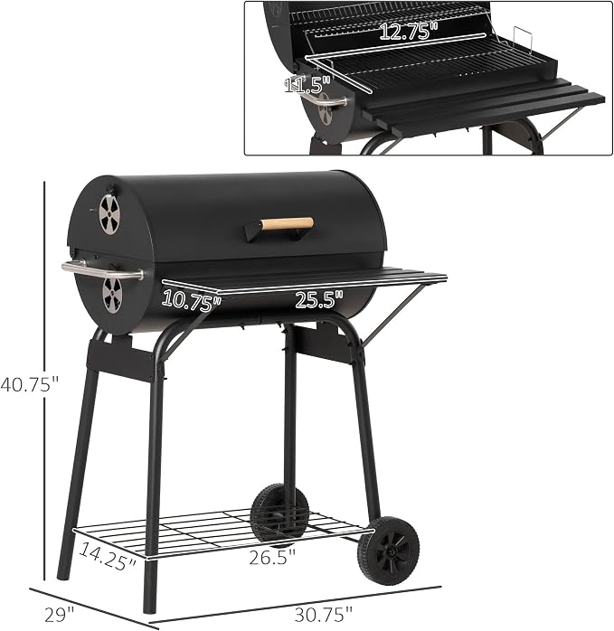 30 Inch Portable Barrel Charcoal Grill - Image 4