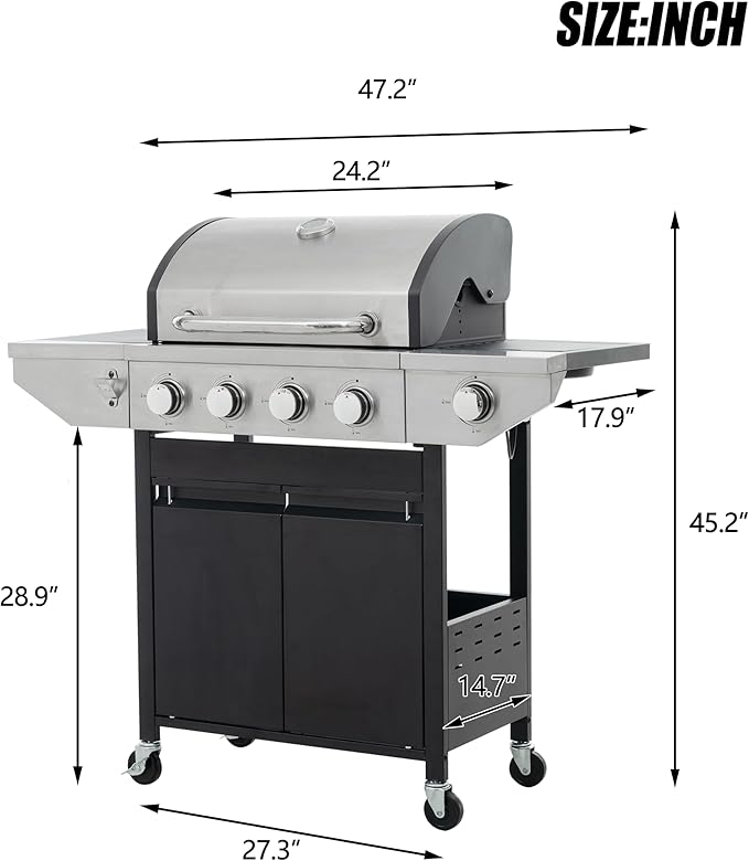 Zateety 4 Burner Propane Grill - Image 9