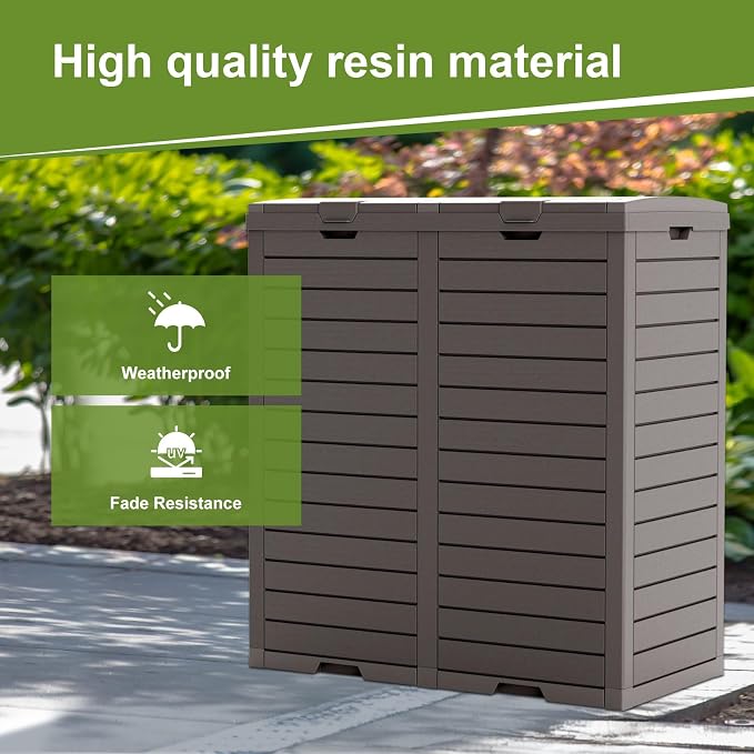 Outdoor Trash Can with lid, Waterproof, UV-Resistant Resin Garbage Can - Image 2