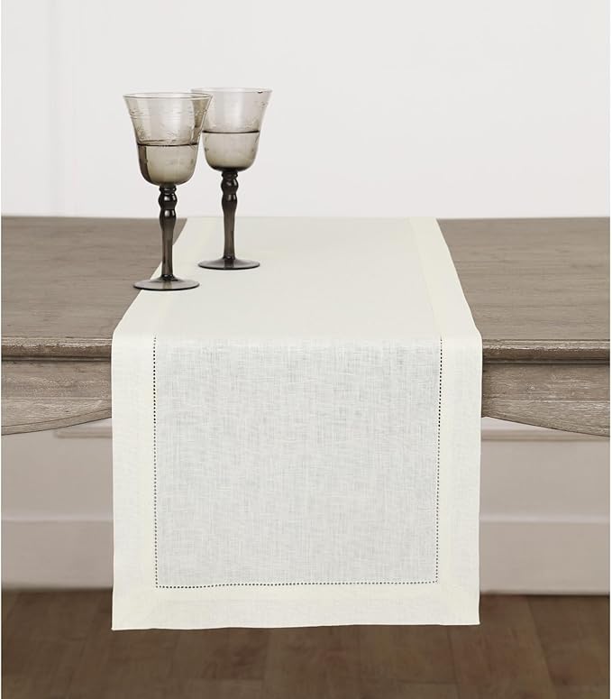 Solino Home Linen Ivory Table Runner 72 Inches Long by SolinoHome