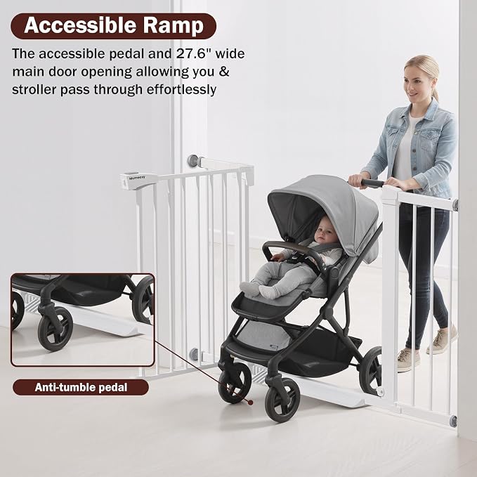 29.7-46" Extra Wide Baby Gate for Stairs, Pressure Mounted Dog Gate Indoor for - Image 5