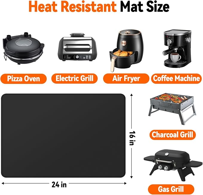 Heat Resistant Mat Under BBQ Grill, Fireproof Mat to Protect Outdoor Prep Grill - Image 3
