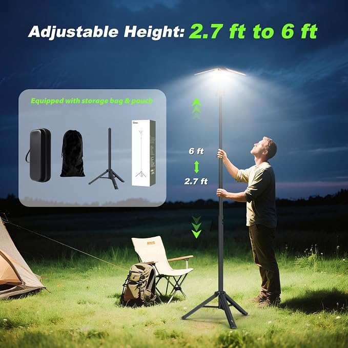 Camping Lights with Remote & Stand 6 Ft, 14000 mAh Rechargeable Camping Lantern - Image 3