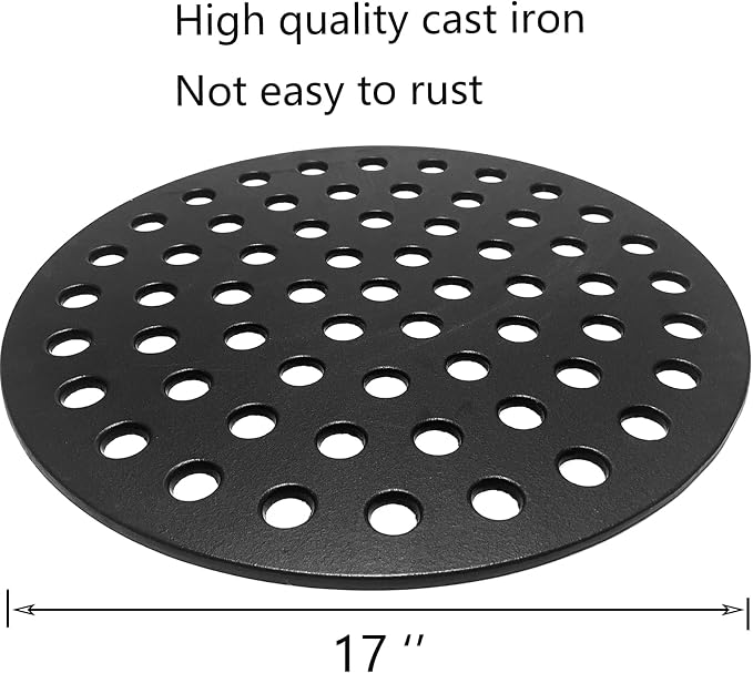 7441 Round 17" Cast Iron Fire Grate, Charcoal Grates Bottom Plate Replacement - Image 2