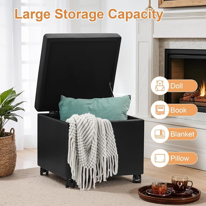 Homebeez Leather Storage Ottoman - Image 6