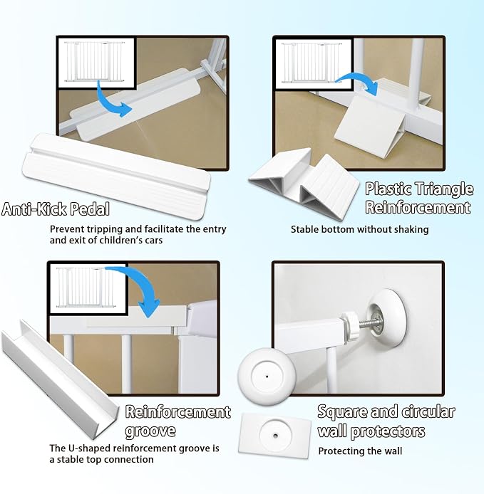 115“-134.6" Wide Baby Gate for Stairs, Mom's Choice Awards Winner-Self Closing - Image 2
