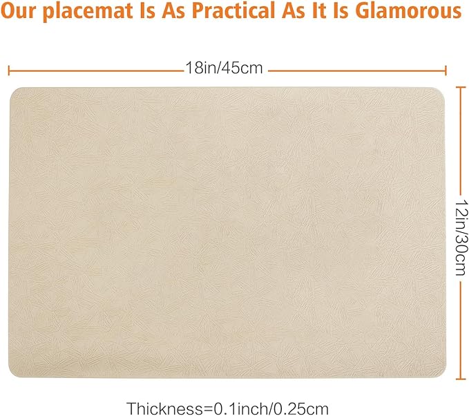 Vinyl Placemats Set of 4 Heat Resistant Easy Clean Non-Slip Place Mats - Image 6