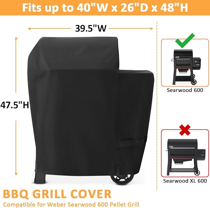 Grill Cover for Weber Searwood 600 Pellet Series, Waterproof Smoker Cover for - Image 2