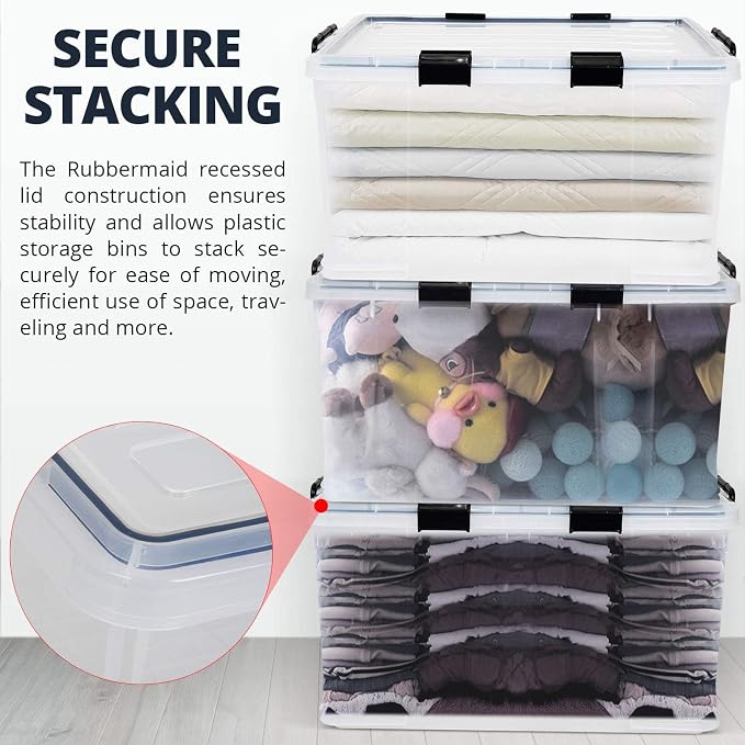 3-Pack Waterproof Plastic Storage Box, 90QT/85L Stackable Latch Box Durable - Image 6