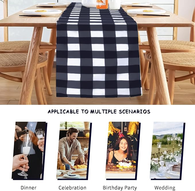 Fabric Checkered Table Runner 6 Pack Waterproof Gingham Table Runner 14W x 108L - Image 3